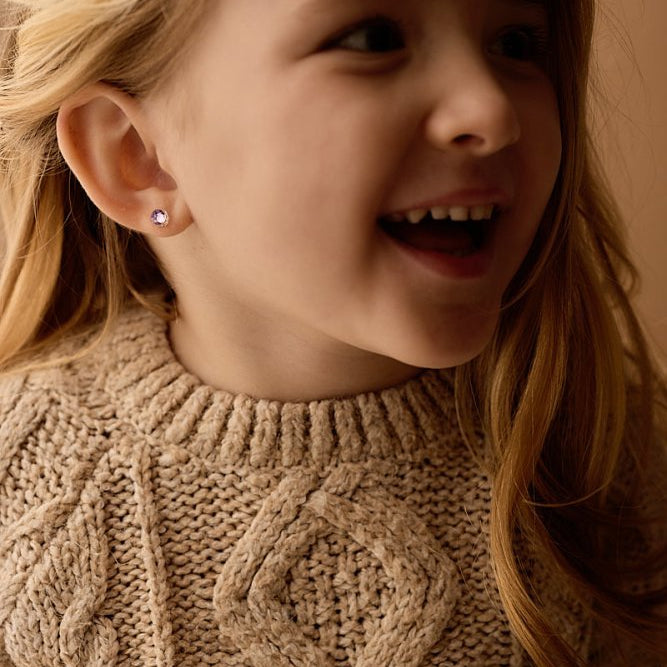 Blomdahl medical plastic knopoorbellen lilac shimmer – 6 mm