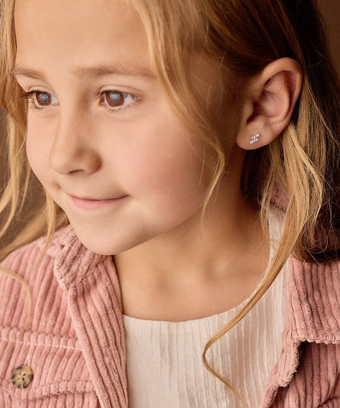 Blomdahl medical plastic oorbellen bliksem crystal – 8 mm