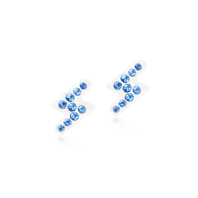 Blomdahl medical plastic oorbellen bliksem saffier blauw – 8 mm - Staartjes en Strikjes