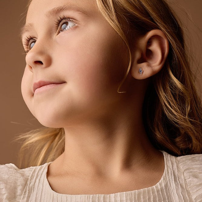 Blomdahl medical plastic oorbellen bliksem saffier blauw – 8 mm