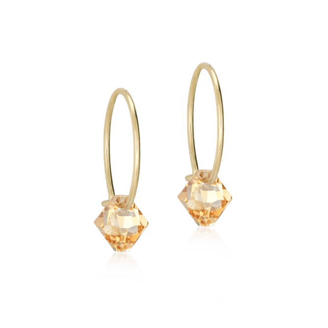 Blomdahl titanium goudkleurige oorringen golden shadow kristal – 14 mm - Staartjes en Strikjes