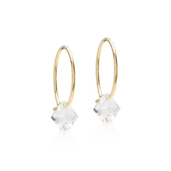 Blomdahl titanium goudkleurige oorringen met crystal – 14 mm