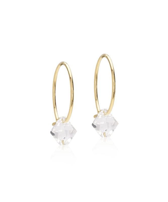 Blomdahl titanium goudkleurige oorringen met crystal – 14 mm