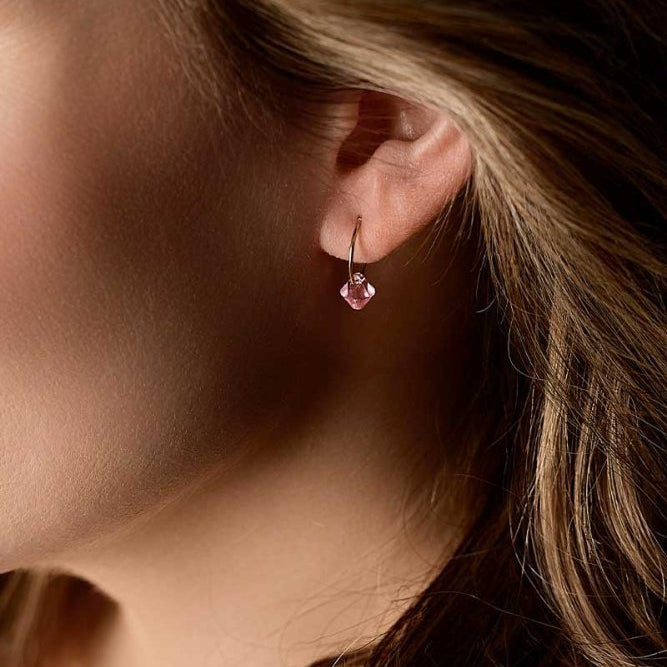 Blomdahl titanium goudkleurige oorringen met lichtroze crystal – 12 mm