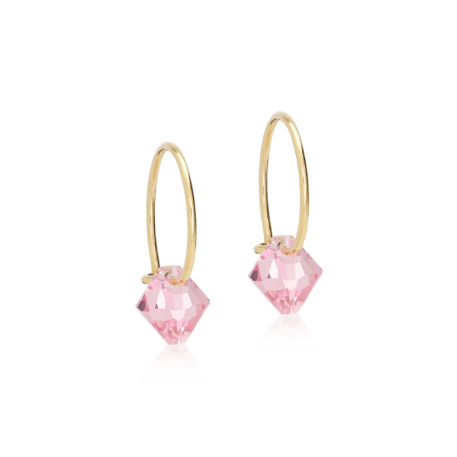 Blomdahl titanium goudkleurige oorringen met lichtroze crystal – 12 mm