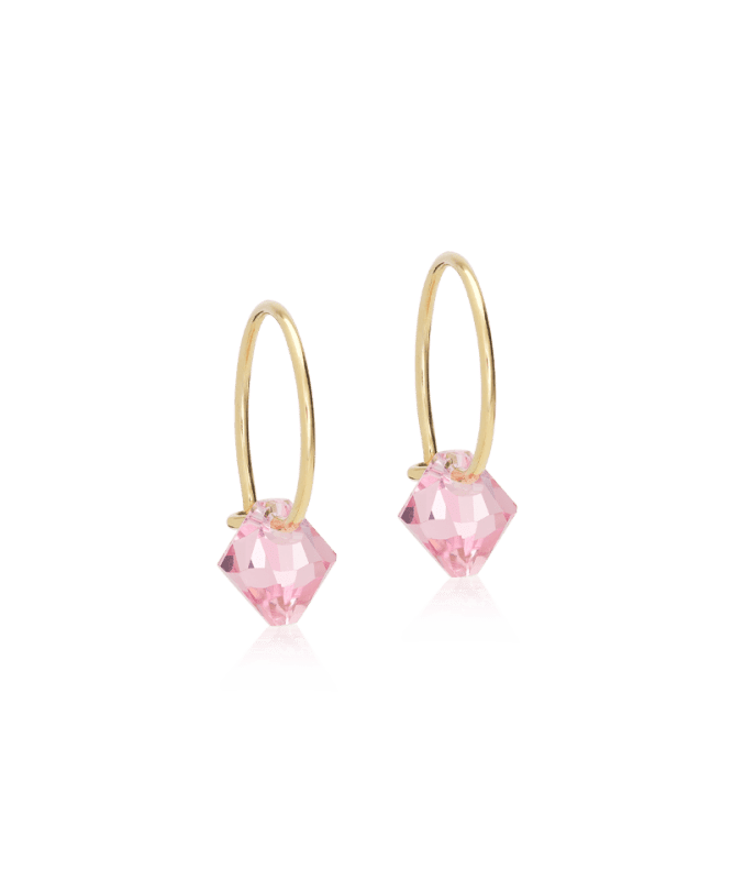 Blomdahl titanium goudkleurige oorringen met lichtroze crystal – 12 mm