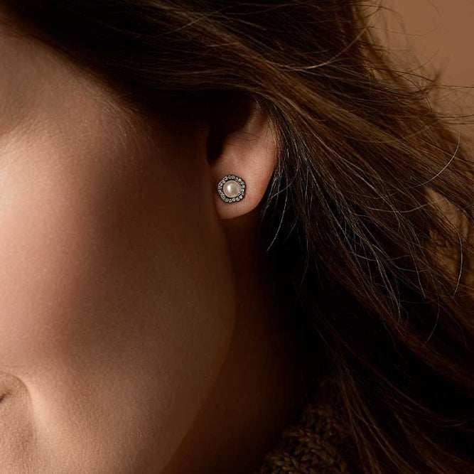 Blomdahl titanium knopjes fancy parel met crystal – 8 mm