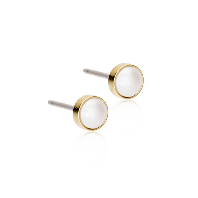 Blomdahl titanium knopjes goudkleurig met parel – 5 mm