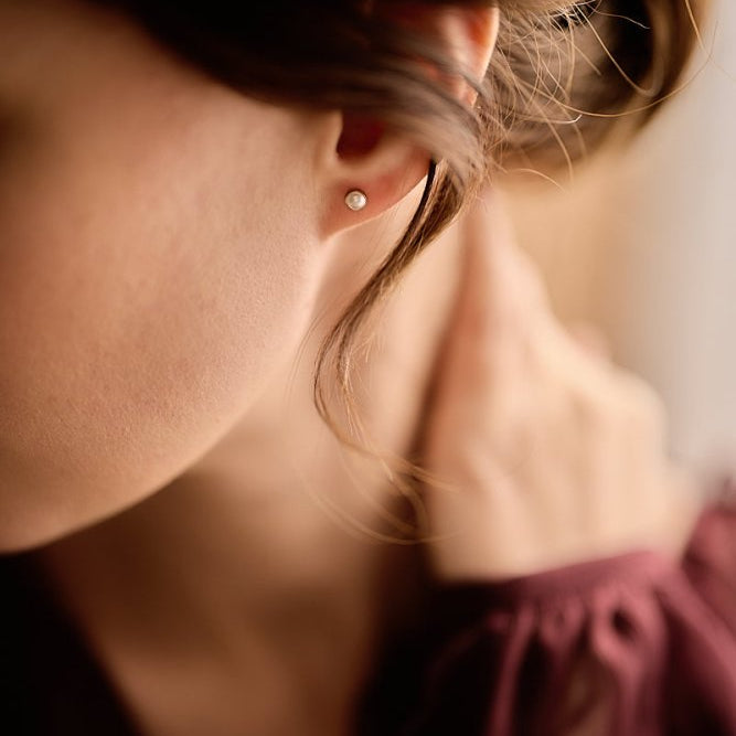 Blomdahl titanium knopjes goudkleurig met parel – 5 mm