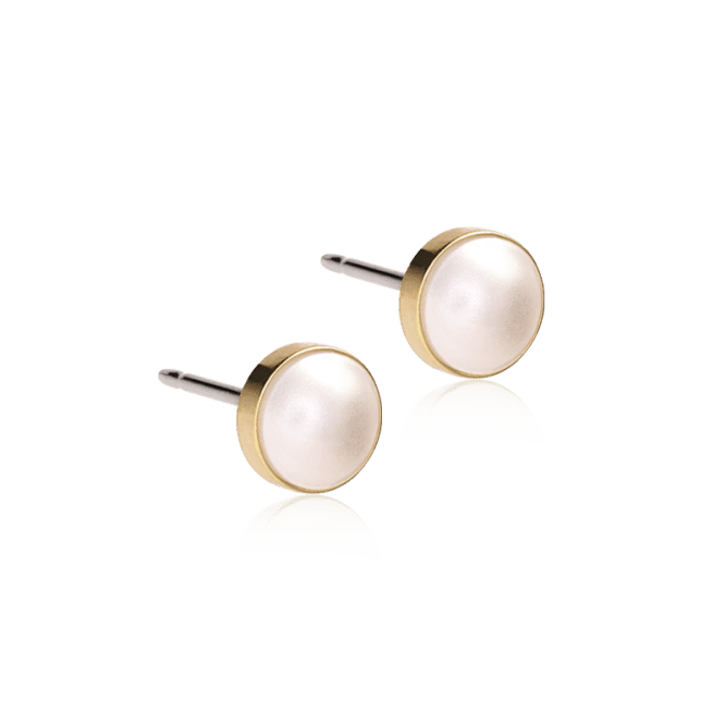 Blomdahl titanium knopjes goudkleurig met parel – 6 mm