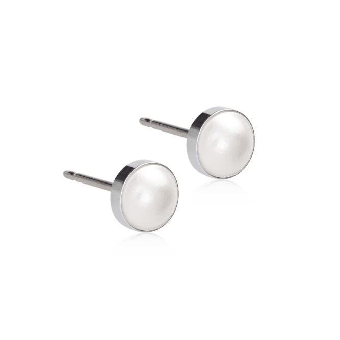Blomdahl titanium knopjes met parel – 6 mm