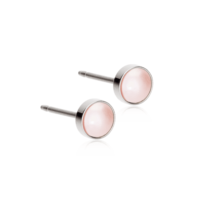 Blomdahl titanium knopjes met roze parel – 5 mm