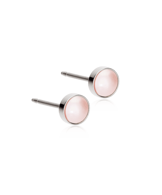 Blomdahl titanium knopjes met roze parel – 5 mm