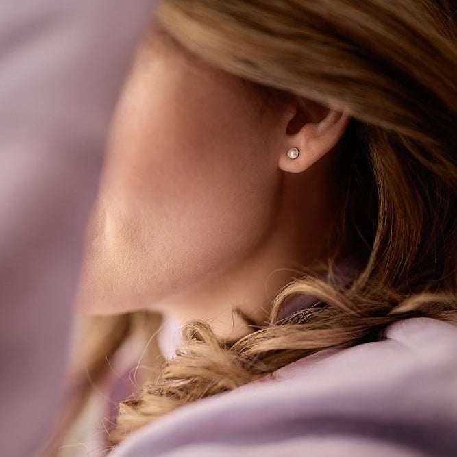 Blomdahl titanium knopjes met roze parel – 5 mm