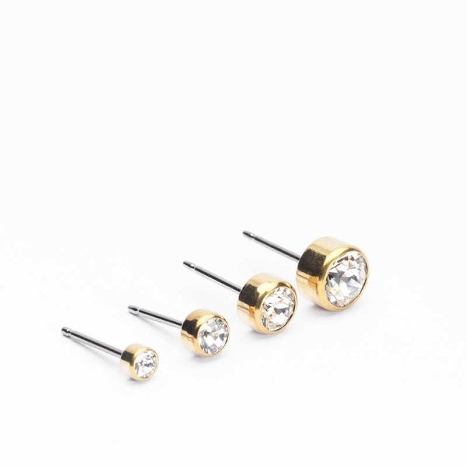 Blomdahl titanium knopoorbellen met crystal – 6 mm