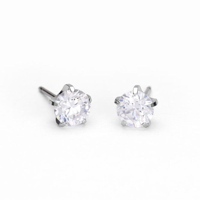 Blomdahl titanium knopoorbellen met zirconia – 6 mm - Staartjes en Strikjes