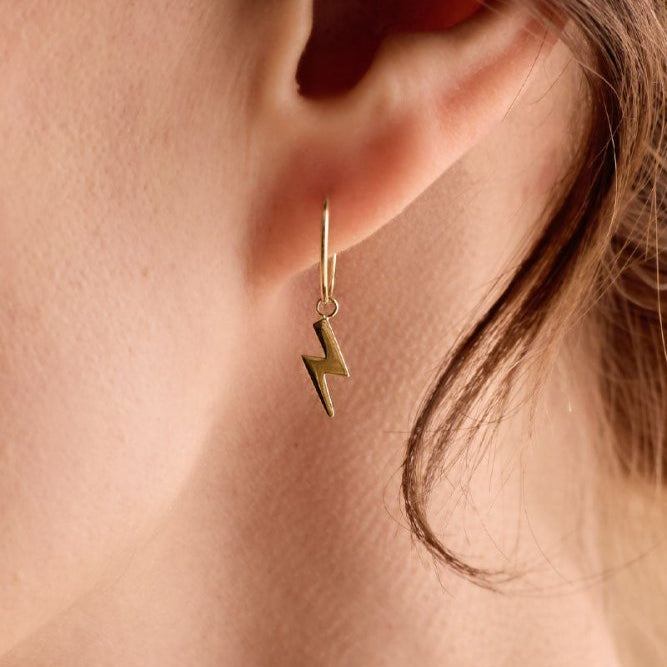 Blomdahl titanium oorringen goudkleurig met bliksem – 14 mm - Staartjes en Strikjes