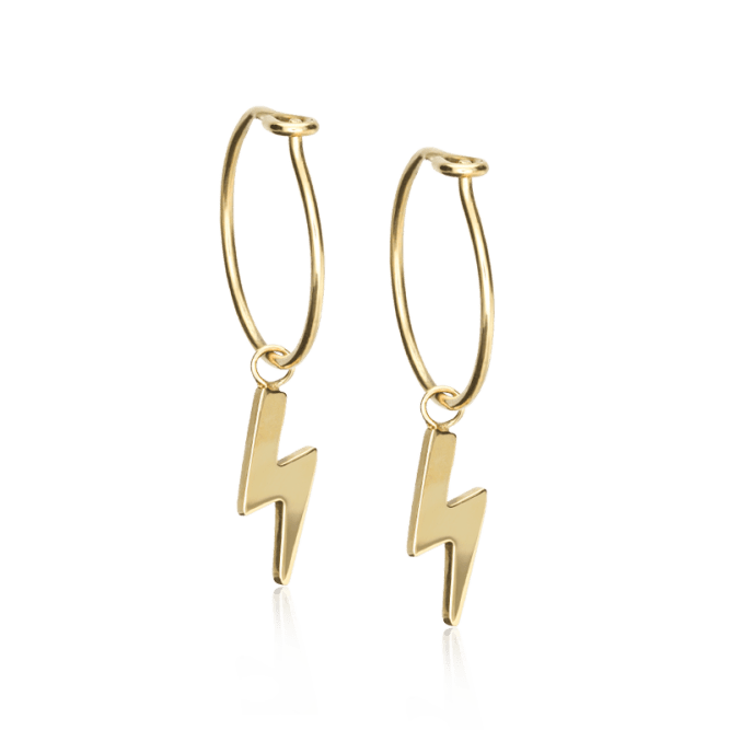 Blomdahl titanium oorringen goudkleurig met bliksem – 14 mm