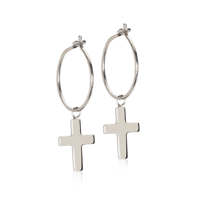 Blomdahl titanium oorringen met kruisje – 14 mm