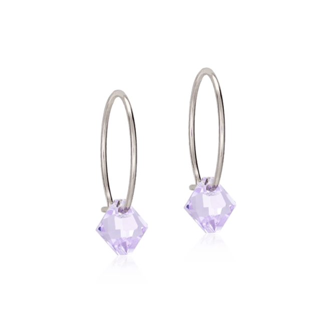 Blomdahl titanium oorringen met lichtpaars crystal – 14 mm - Staartjes en Strikjes