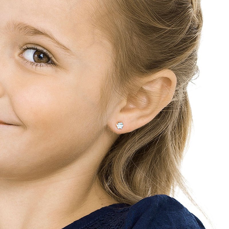 Oorbellen Blomdahl bloemetje aquablauw, hypoallergeen medical plastic