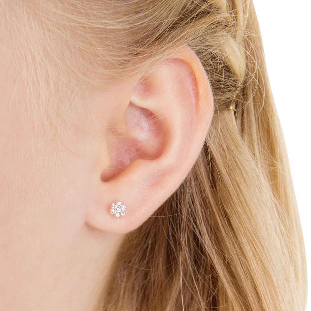 Oorbellen Blomdahl huidvriendelijk bloemetje Swarovski crystal - Staartjes en Strikjes