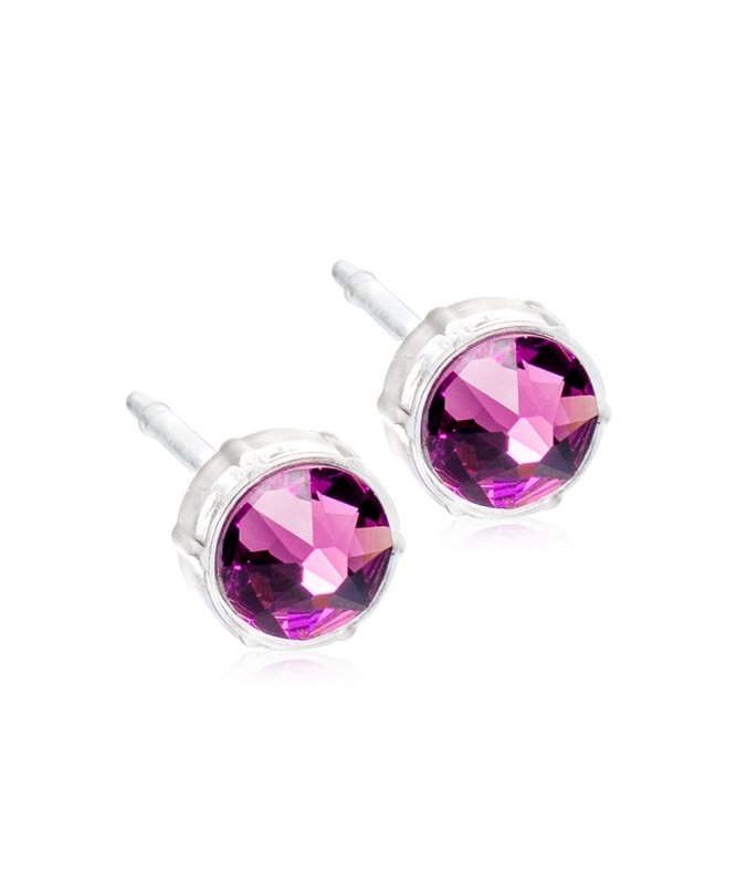 Oorbellen Blomdahl huidvriendelijk knopje lilac 6 mm. (incl. achterkantjes) - Staartjes en Strikjes