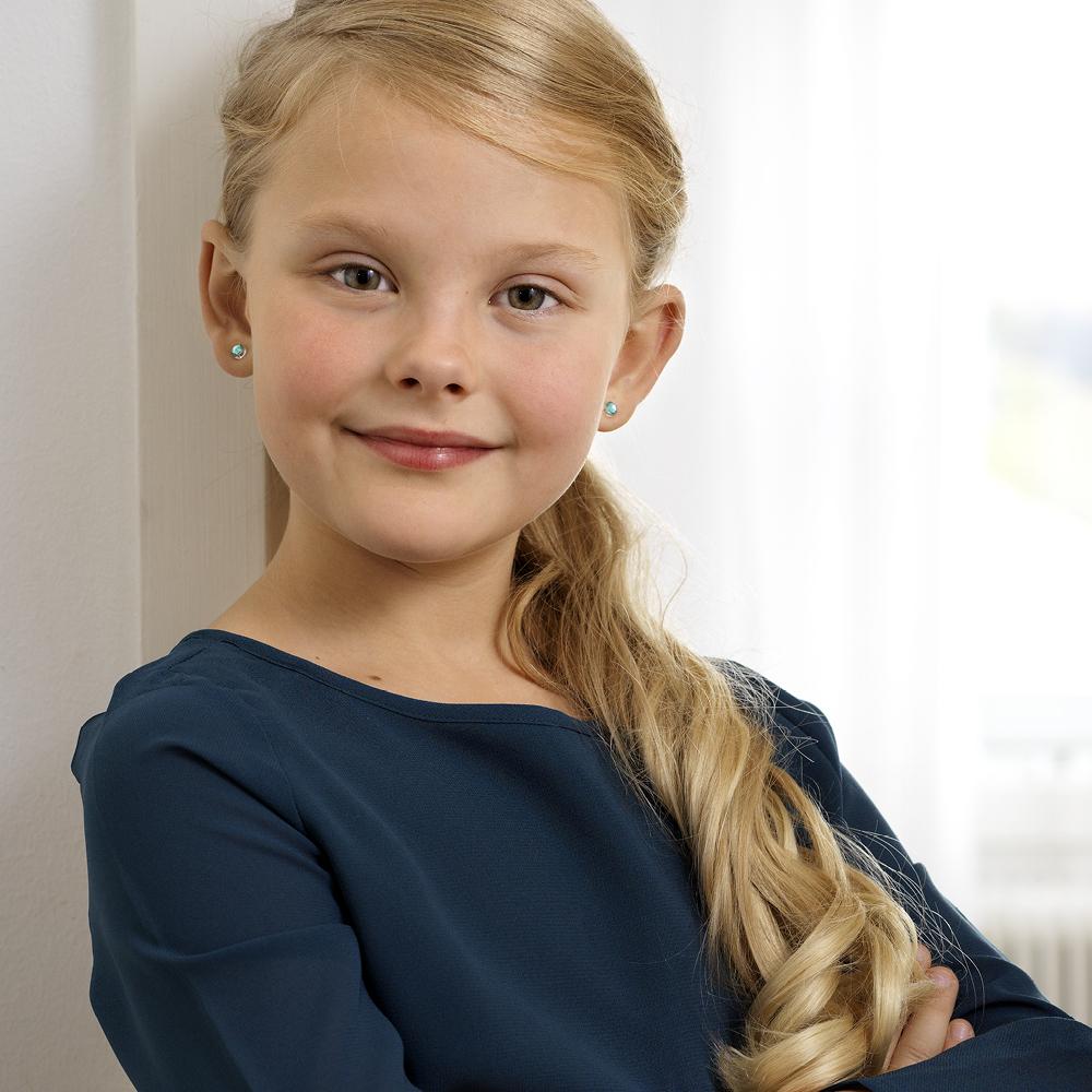 Oorbellen Blomdahl huidvriendelijk knopje Swarovski crystal turqoise 6 mm. - Staartjes en Strikjes