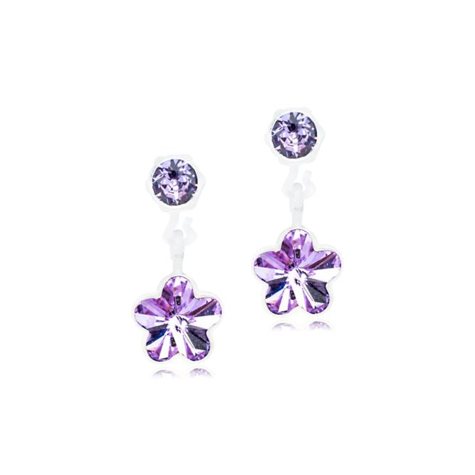Oorbellen Blomdahl medical plastic bloemetje hangend paars (incl. achterkantjes) - Staartjes en Strikjes