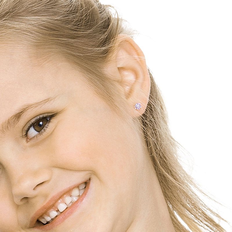 Oorbellen Blomdahl medical plastic bloemetje licht paars (incl. achterkantjes)