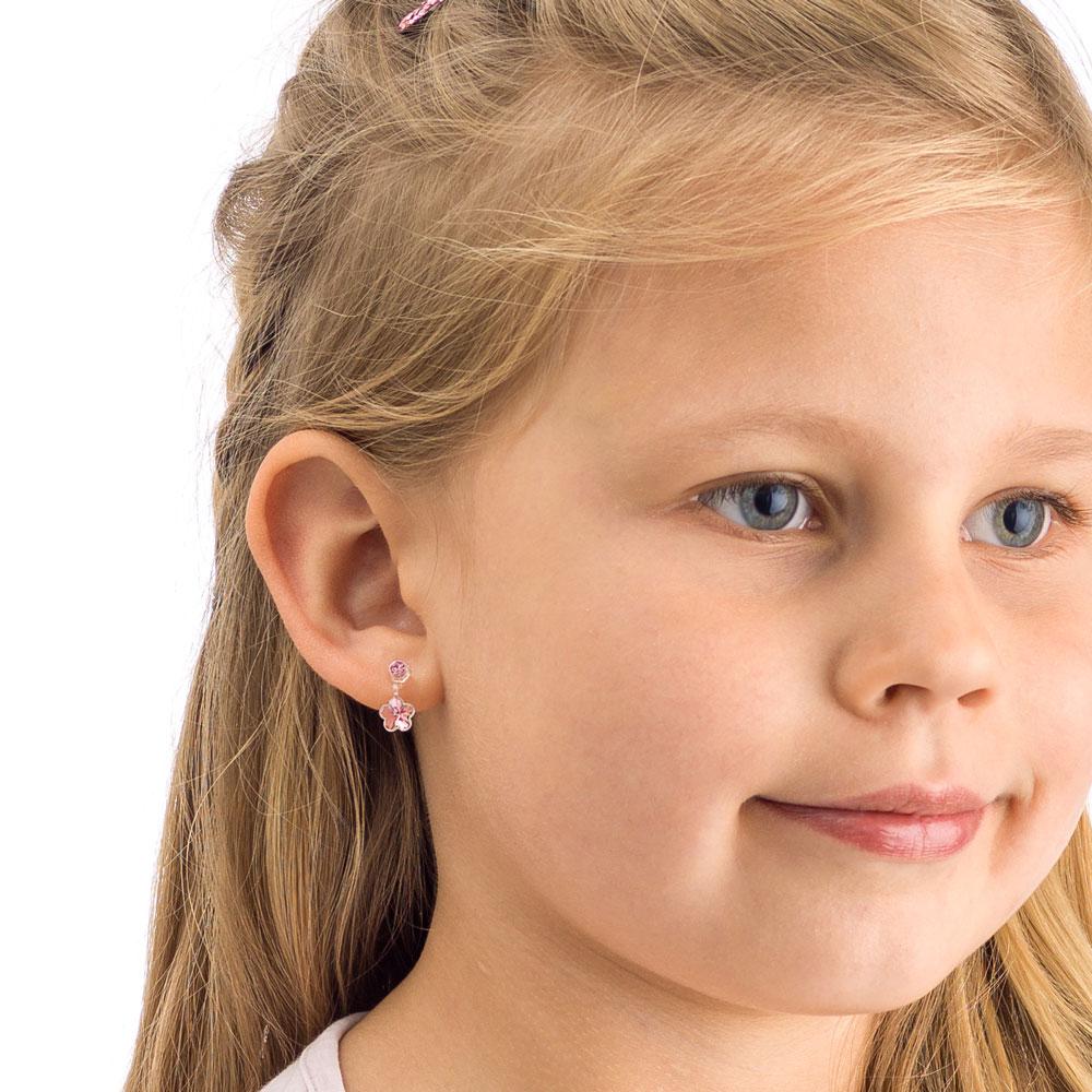 Oorbellen Blomdahl medical plastic bloemetje licht roze (incl. achterkantjes)