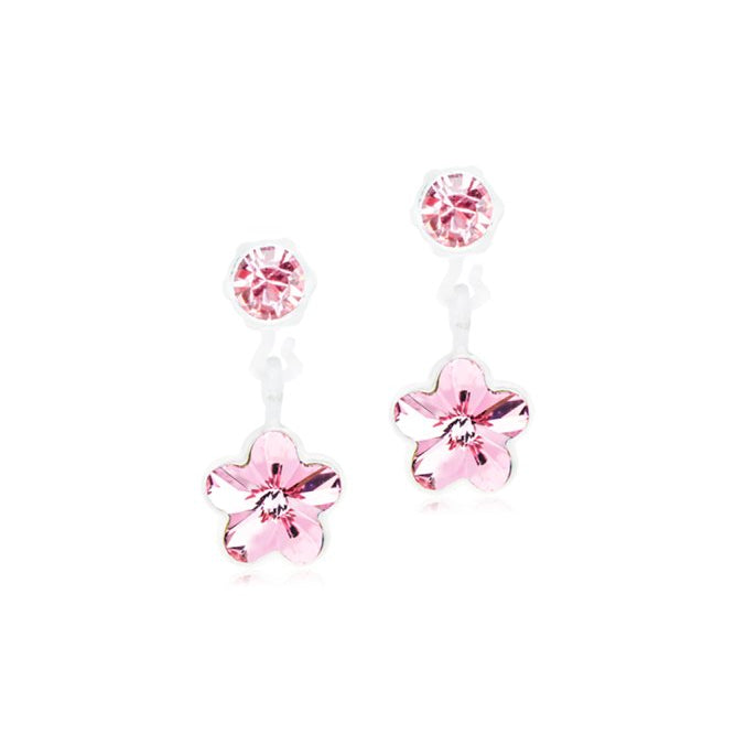 Oorbellen Blomdahl medical plastic bloemetje licht roze (incl. achterkantjes) - Staartjes en Strikjes