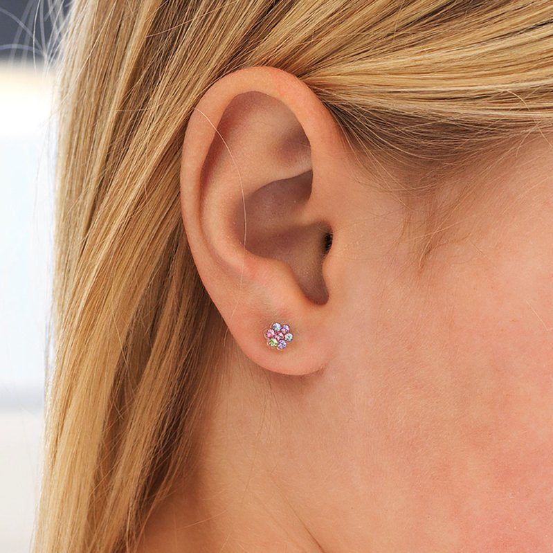 Oorbellen Blomdahl medical plastic bloemetje zacht gekleurd (incl. achterkantjes) - Staartjes en Strikjes