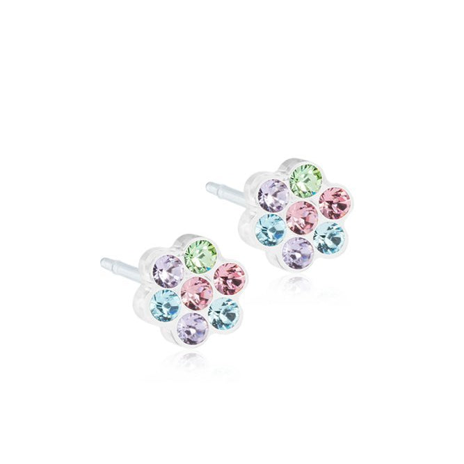 Oorbellen Blomdahl medical plastic bloemetje zacht gekleurd (incl. achterkantjes)