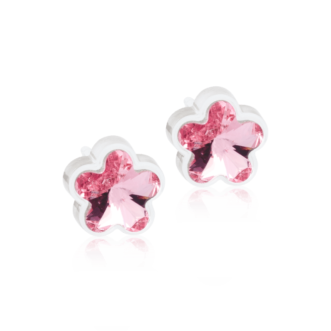 Oorbellen Blomdahl medical plastic bloemetjes licht roze (incl. achterkantjes) - Staartjes en Strikjes