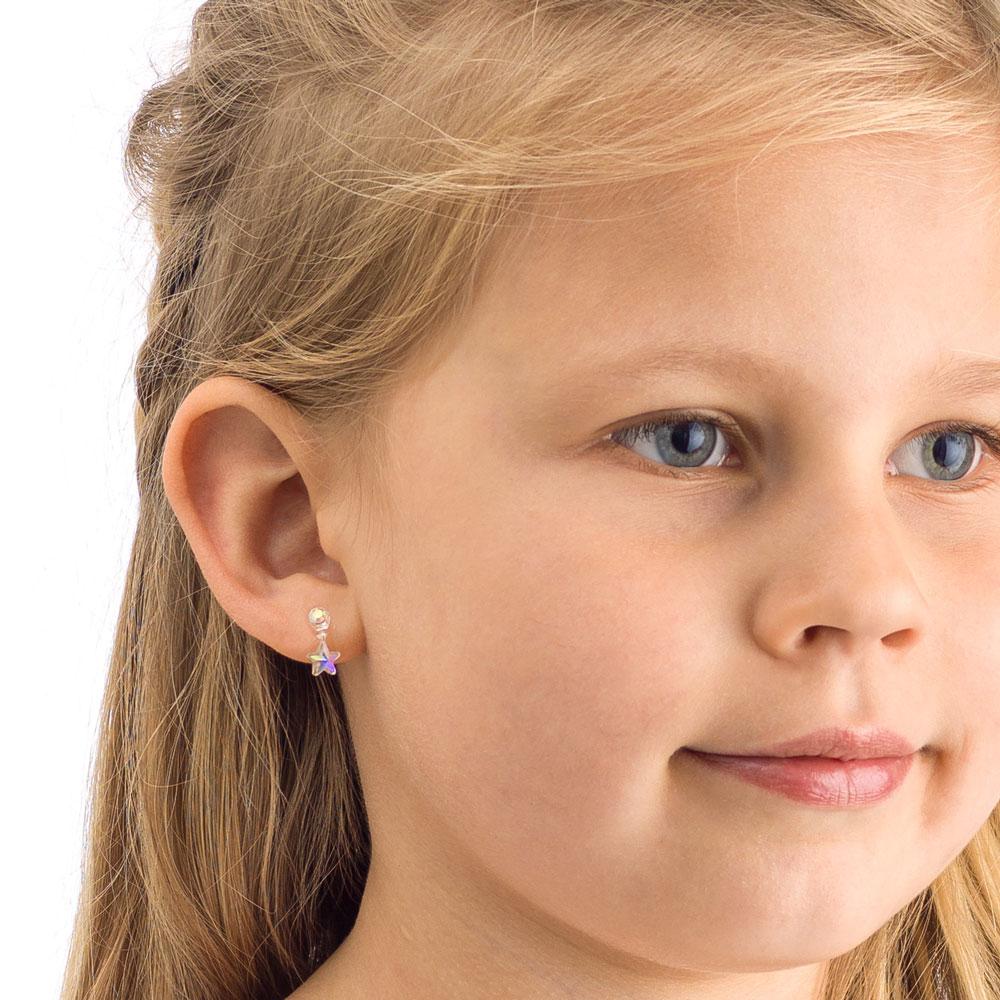 Oorbellen Blomdahl medical plastic hangende sterretjes – Rainbow