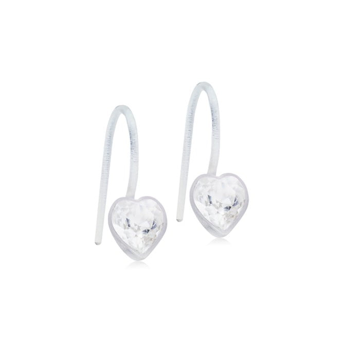 Oorbellen Blomdahl medical plastic hanger hartjes crystal (incl. achterkantjes) - Staartjes en Strikjes
