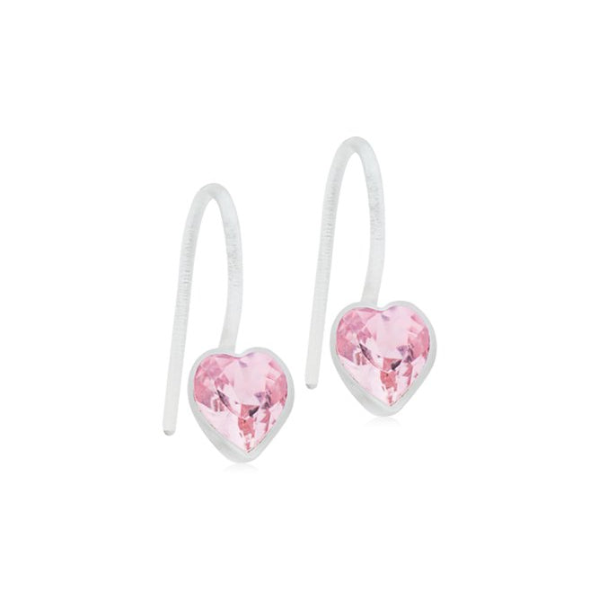 Oorbellen Blomdahl medical plastic hanger hartjes licht roze (incl. achterkantjes) - Staartjes en Strikjes
