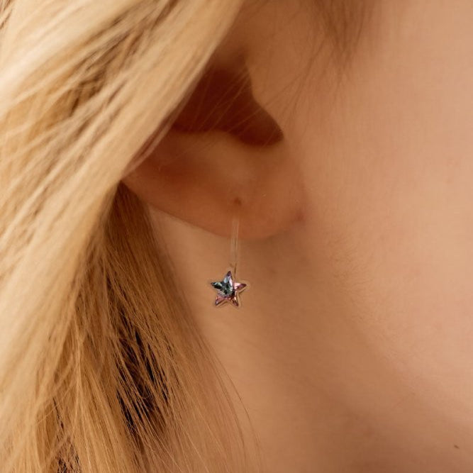 Oorbellen Blomdahl medical plastic hanger sterretjes - lilac shimmer