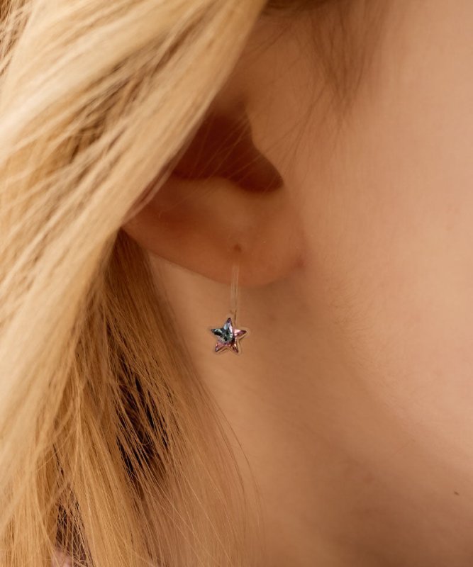 Oorbellen Blomdahl medical plastic hanger sterretjes - lilac shimmer