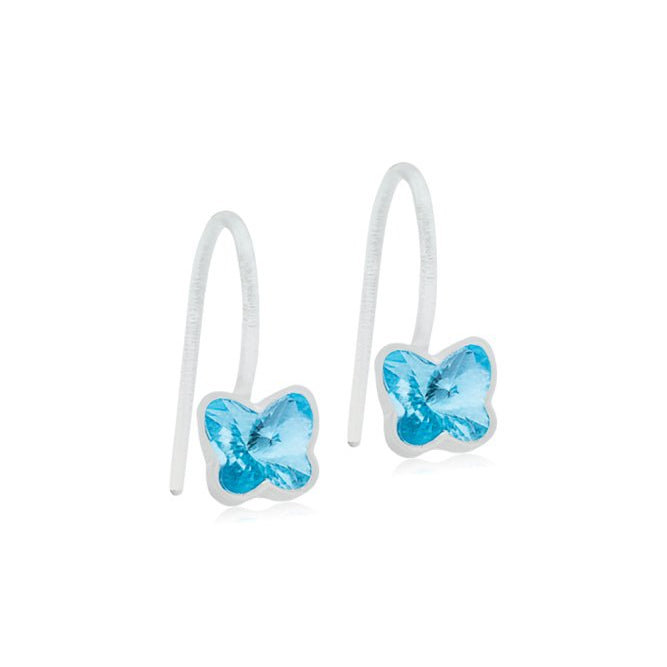 Oorbellen Blomdahl medical plastic hanger vlindertjes aqua blauw (incl. achterkantjes) - Staartjes en Strikjes