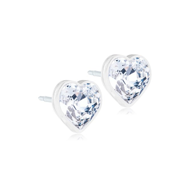 Oorbellen Blomdahl medical plastic hartje crystal (incl. achterkantjes) - Staartjes en Strikjes