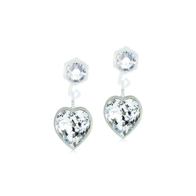 Oorbellen Blomdahl medical plastic hartje hangend crystal (incl. achterkantjes) - Staartjes en Strikjes