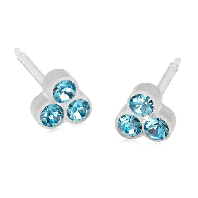 Oorbellen Blomdahl medical plastic klavertje aquamarine (incl. achterkantjes) - Staartjes en Strikjes