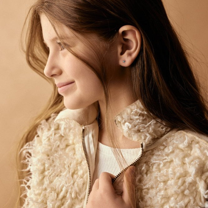 Oorbellen Blomdahl medical plastic knopje blue zircon (incl. achterkantjes) - Staartjes en Strikjes