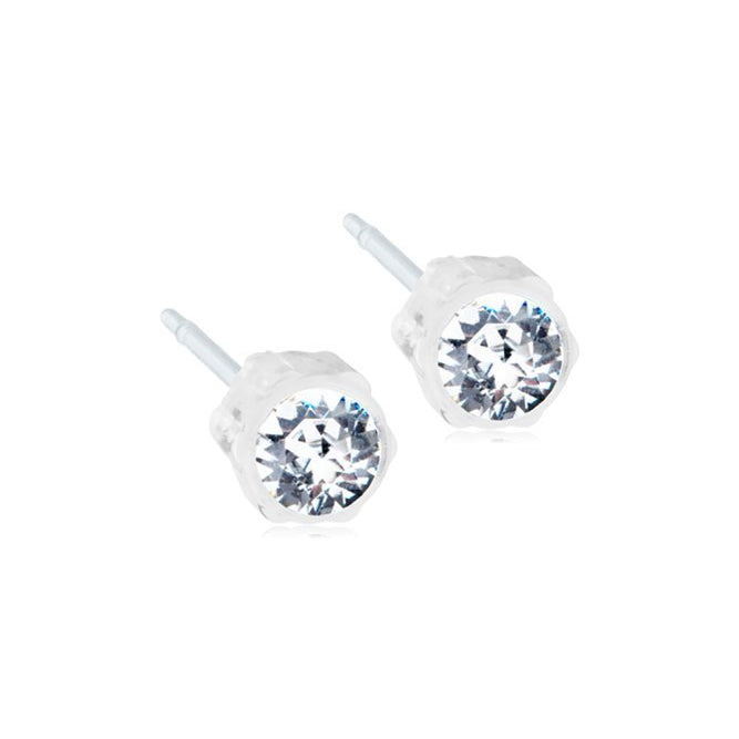 Oorbellen Blomdahl medical plastic knopje crystal (incl. achterkantjes)