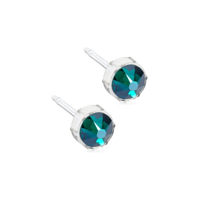 Oorbellen Blomdahl medical plastic knopje emerald green 6 mm. (incl. achterkantjes) - Staartjes en Strikjes