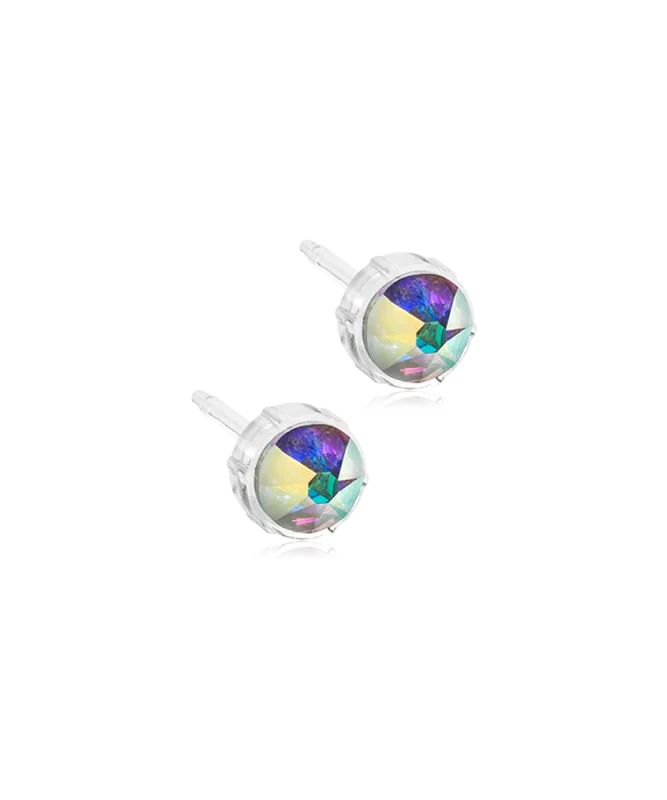 Oorbellen Blomdahl medical plastic knopje rainbow 6 mm. (incl. achterkantjes) - Staartjes en Strikjes