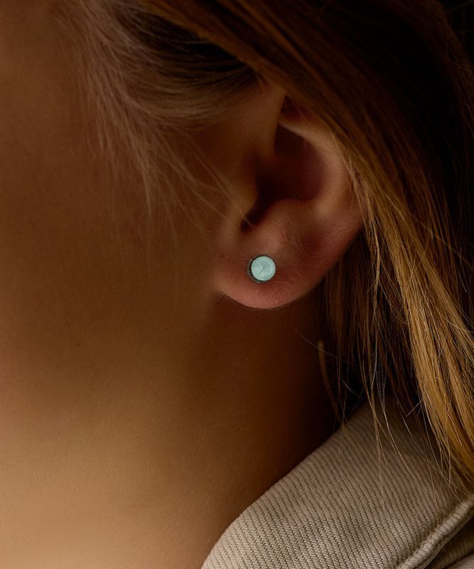 Oorbellen Blomdahl medical plastic knopje soft mint 6 mm.