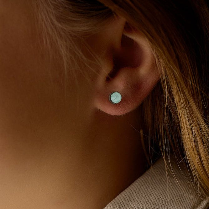 Oorbellen Blomdahl medical plastic knopje soft mint 6 mm. - Staartjes en Strikjes